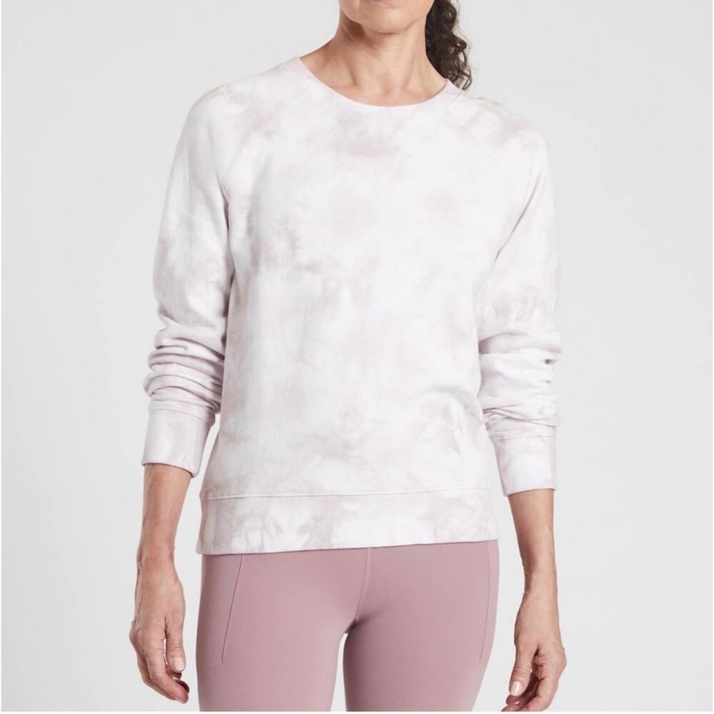 Athleta Sundown Tie Dye Pullover Sweatshirt Crystal Dye Veil Grey - Size: Medium